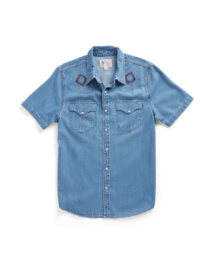 Men's Denim Short Sleeve Pearl Snap