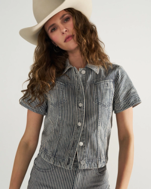 Women's Short Sleeve Denim Top